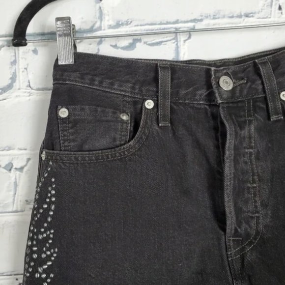 Levi's High Rise Deconstructed Button Fly Skirt in Full On Metal - Picture 4 of 8